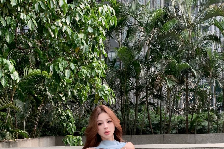 Mini Ruffle A-Line Waist Crop Top Tiered High / Skirt Camisole Plain