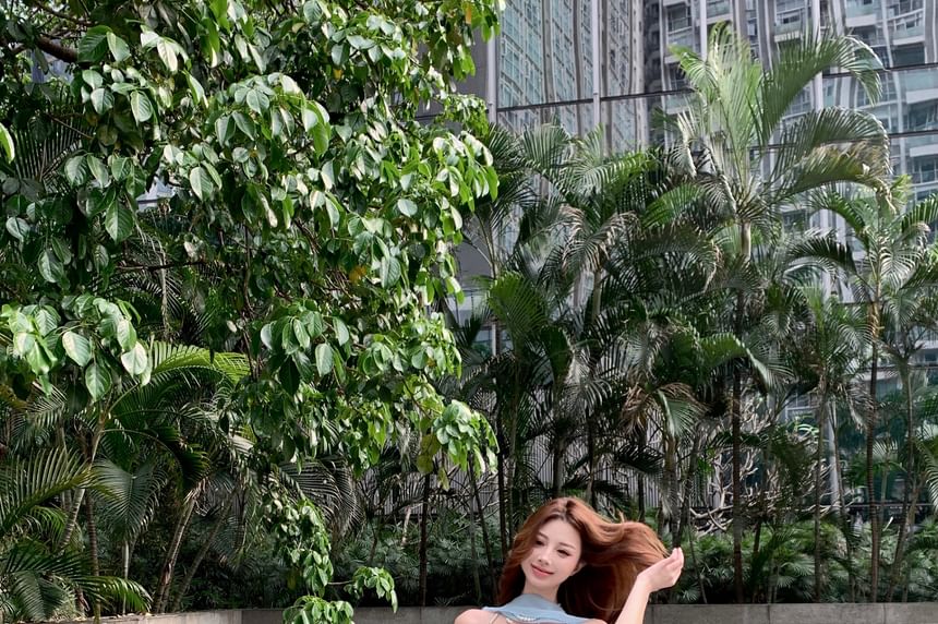 Mini Ruffle A-Line Waist Crop Top Tiered High / Skirt Camisole Plain