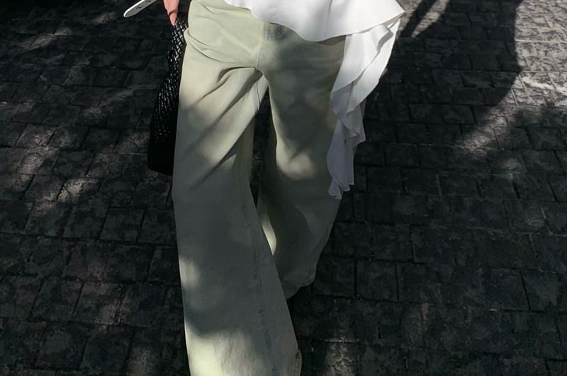 Halter Top Asymmetrical Plain Ruffle