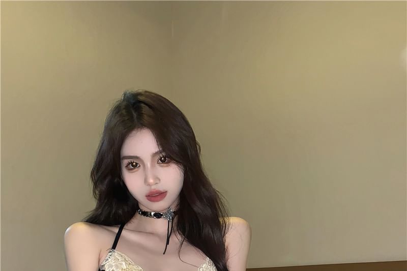 Panel Top Lace Mesh Bow Camisole