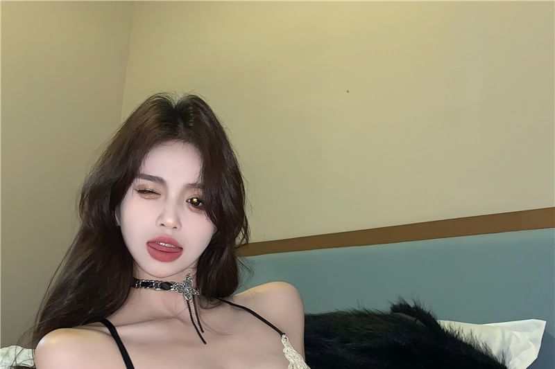 Panel Top Lace Mesh Bow Camisole