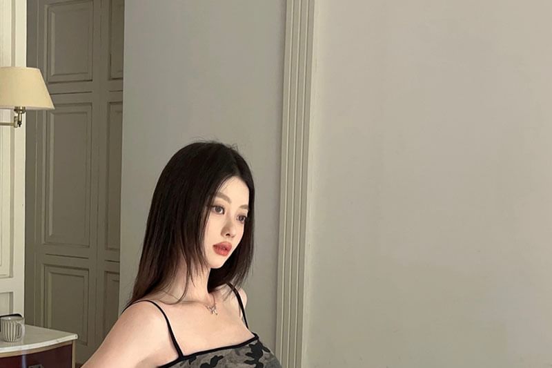 Strap Camouflage Dress Spaghetti Mini Sheath