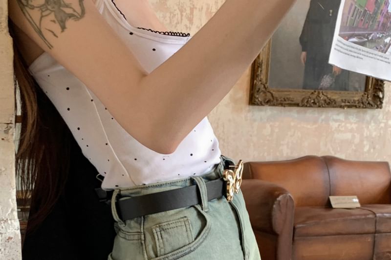 Denim Skirt Rise Applique High Washed Mini A-Line Butterfly