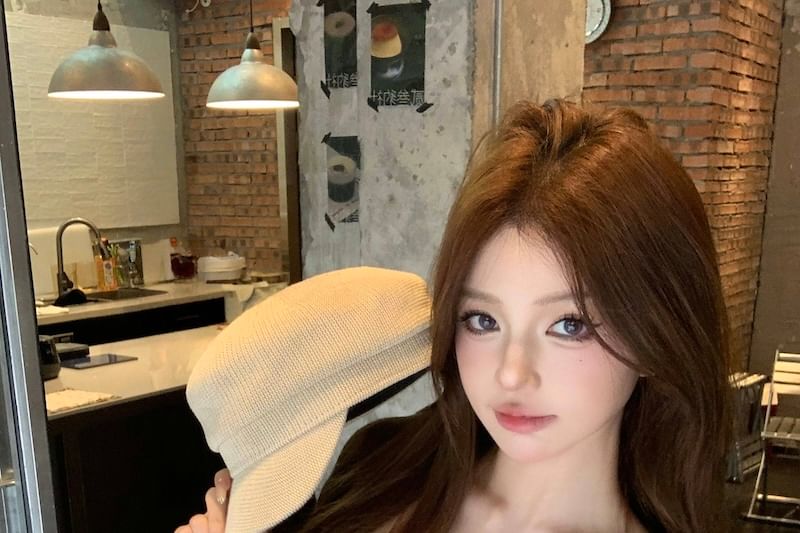 Lace Ruffle Bow Tube Top Plain