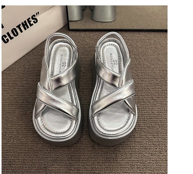 Sandals Slingback Platform Plain