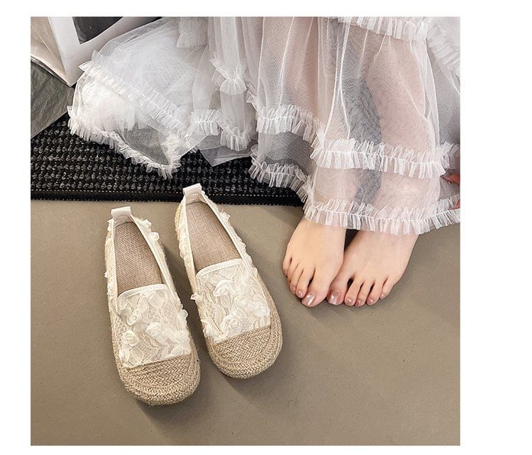 Mesh Espadrille Floral Slip-Ons