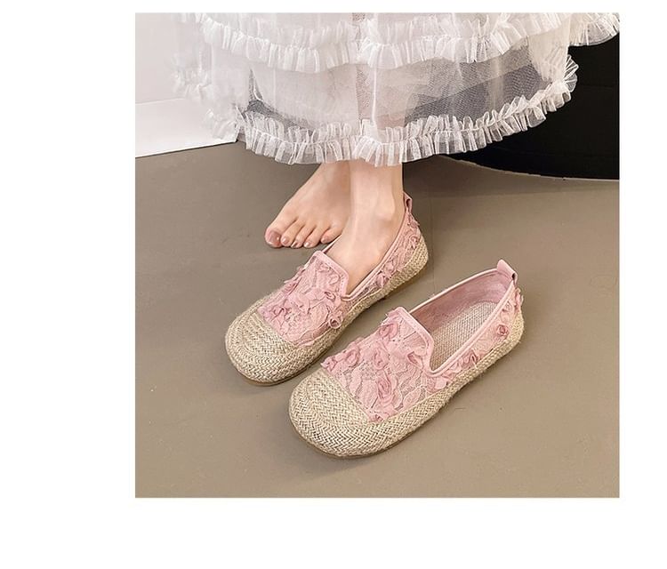 Mesh Espadrille Floral Slip-Ons