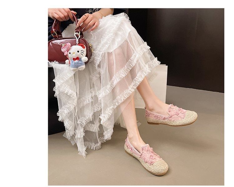 Mesh Espadrille Floral Slip-Ons