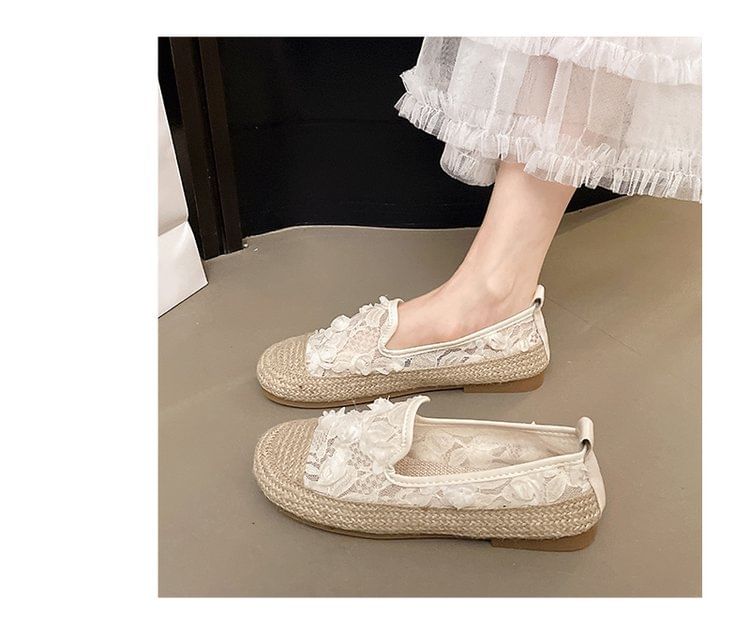 Mesh Espadrille Floral Slip-Ons