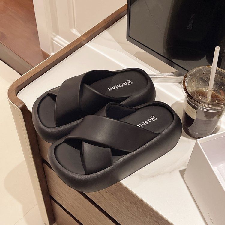 Slide Platform Criss Cross Sandals