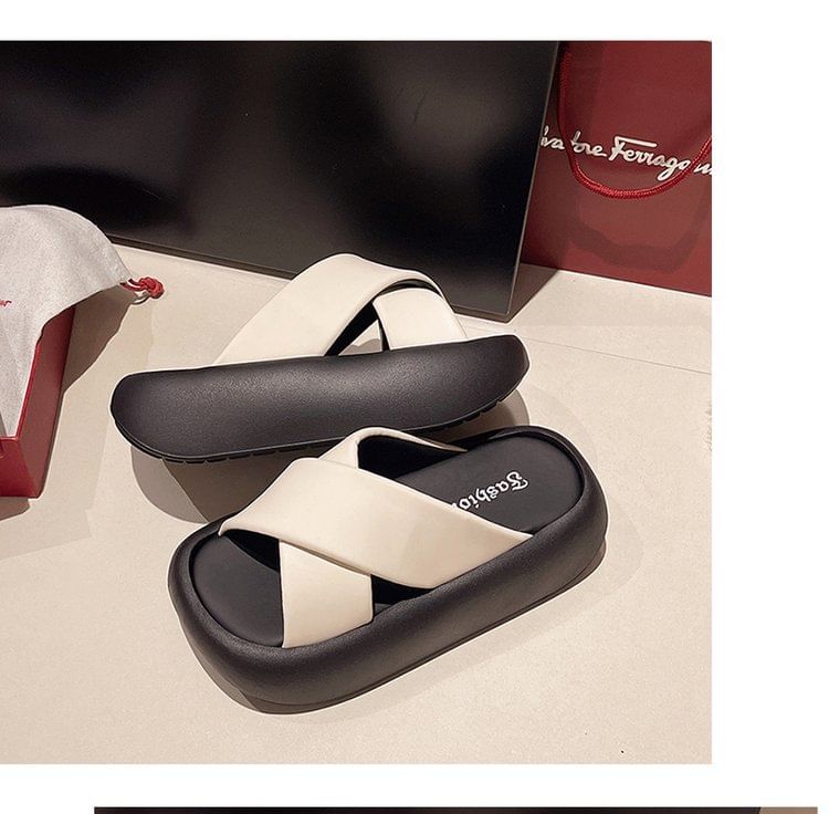 Slide Platform Criss Cross Sandals