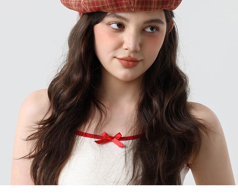 Applique Beret Plaid