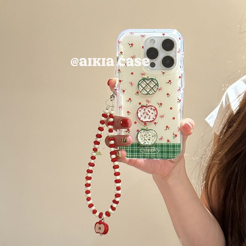 Set Apple Case / Beaded Floral Print Strap Phone