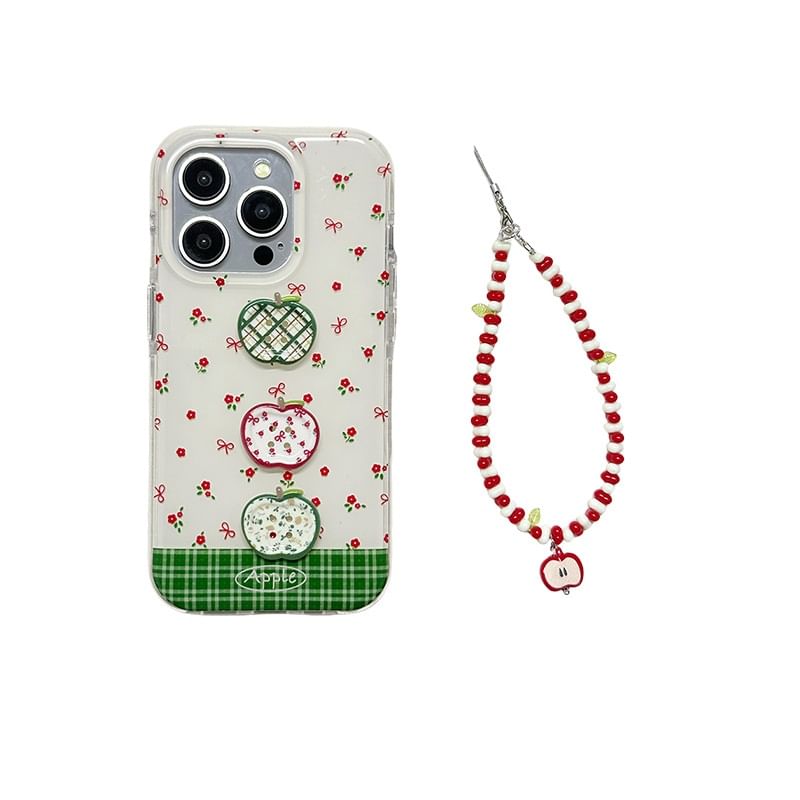 Set Apple Case / Beaded Floral Print Strap Phone