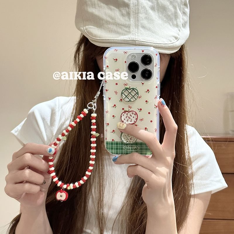 Set Apple Case / Beaded Floral Print Strap Phone
