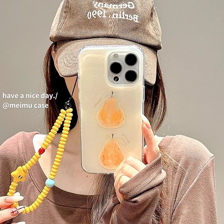 / Strap Case Star Set Phone Bead Print Pear