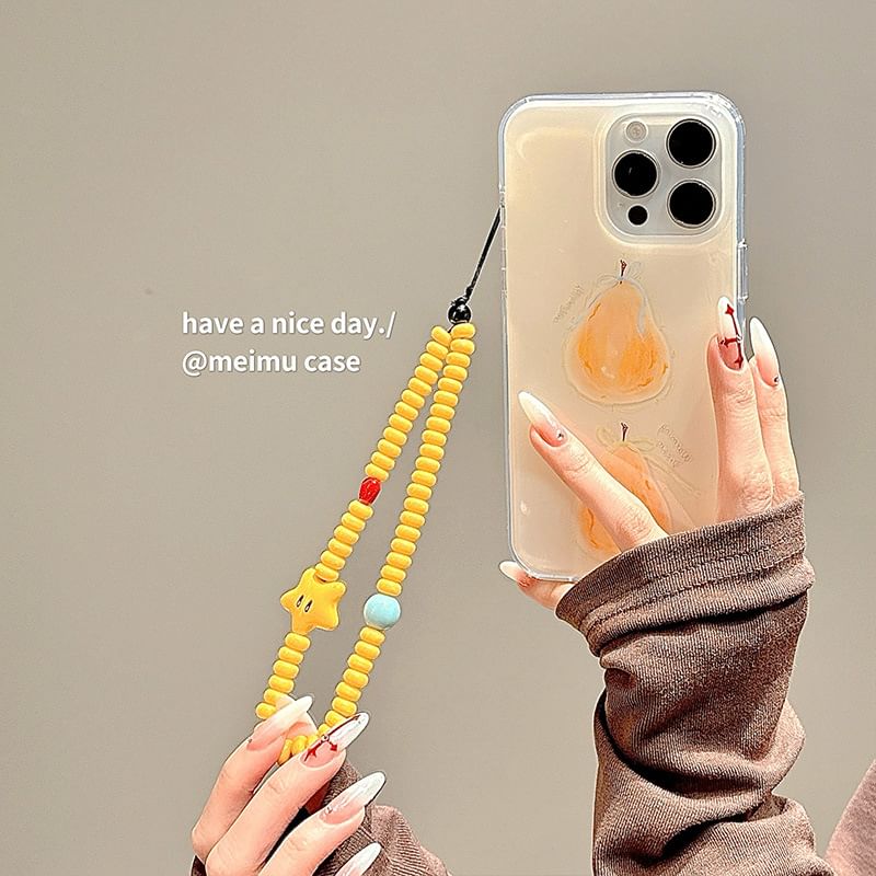 / Strap Case Star Set Phone Bead Print Pear
