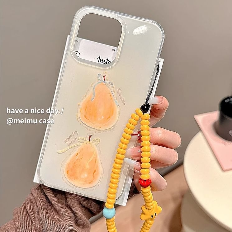 / Strap Case Star Set Phone Bead Print Pear