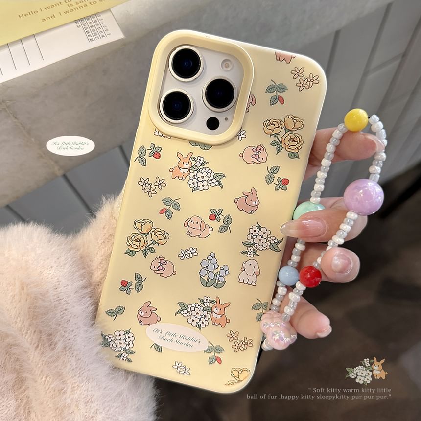 / Phone Case Print Bead Set Strap Rabbit