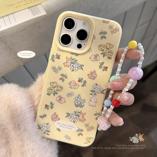 / Phone Case Print Bead Set Strap Rabbit