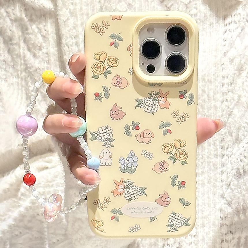 / Phone Case Print Bead Set Strap Rabbit