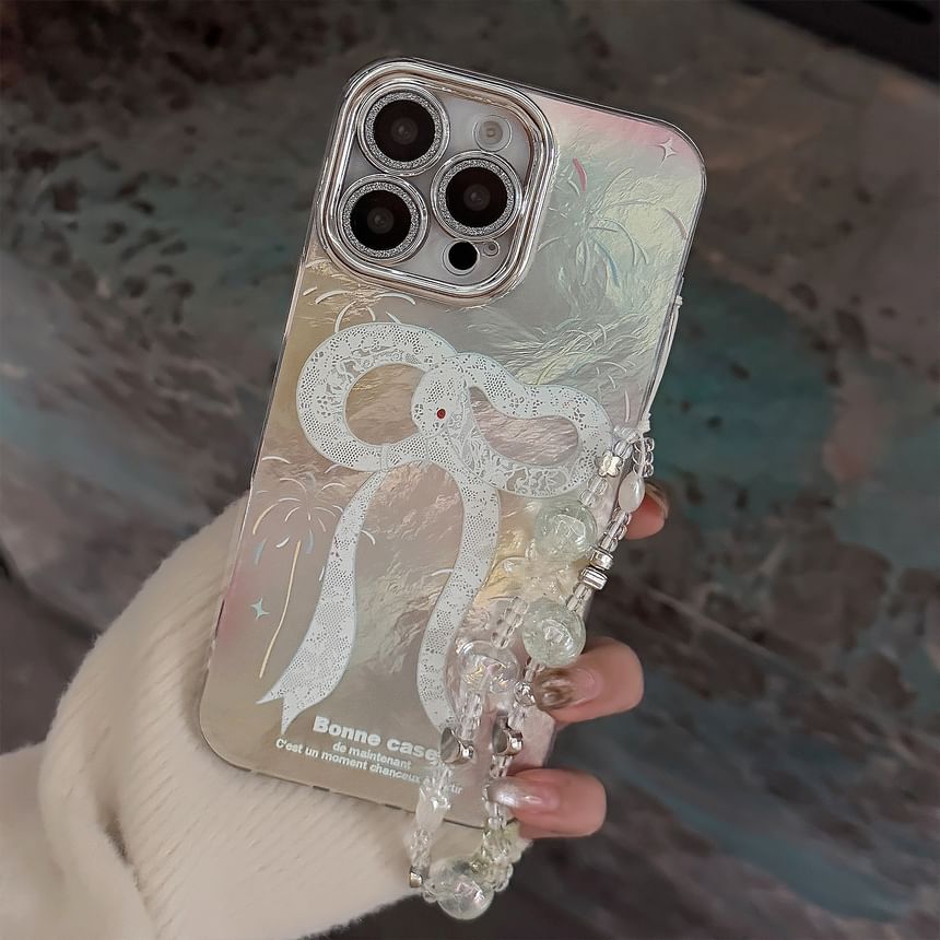 Phone Case Snake Print Set Bead / Strap