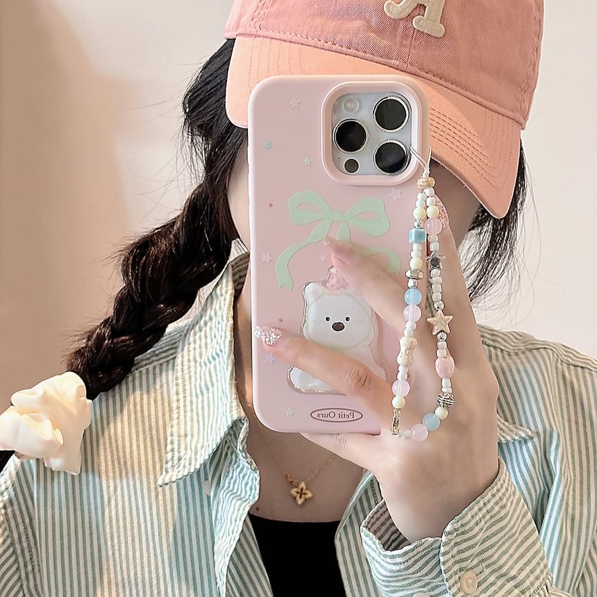 Dog Print Phone Case / Bead Phone Strap / Set