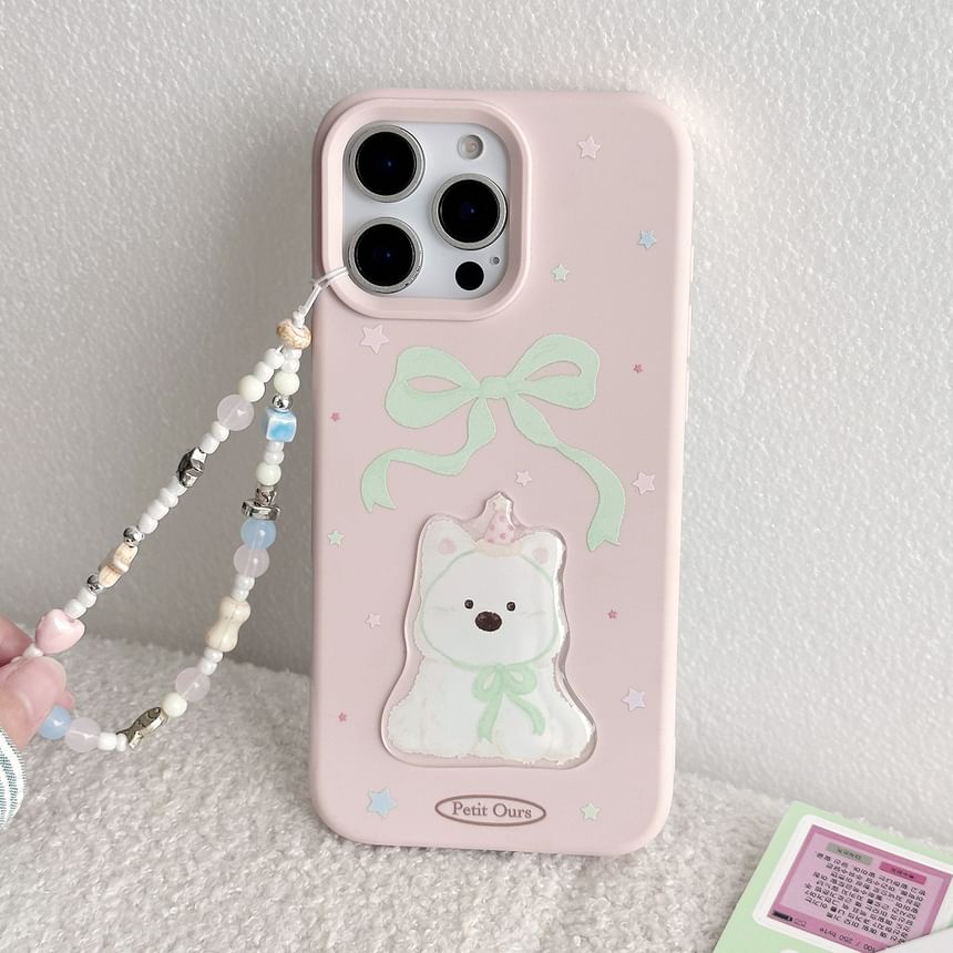 Dog Print Phone Case / Bead Phone Strap / Set