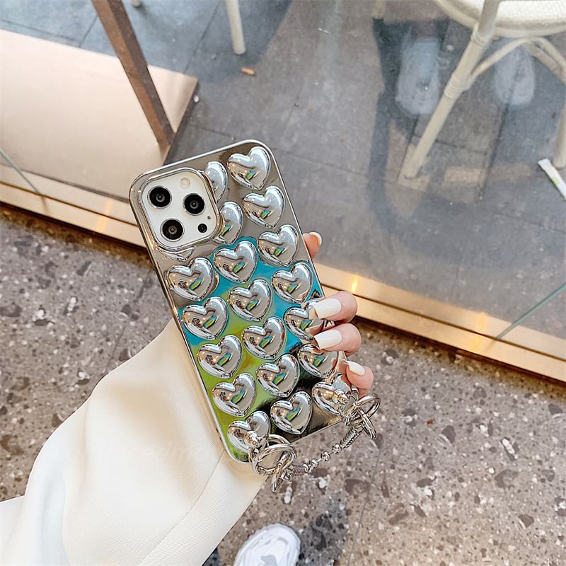 Case Metallic Set Heart Phone Strap / Lanyard