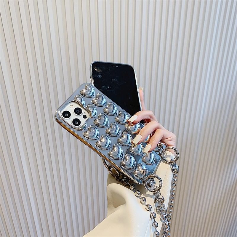 Case Metallic Set Heart Phone Strap / Lanyard