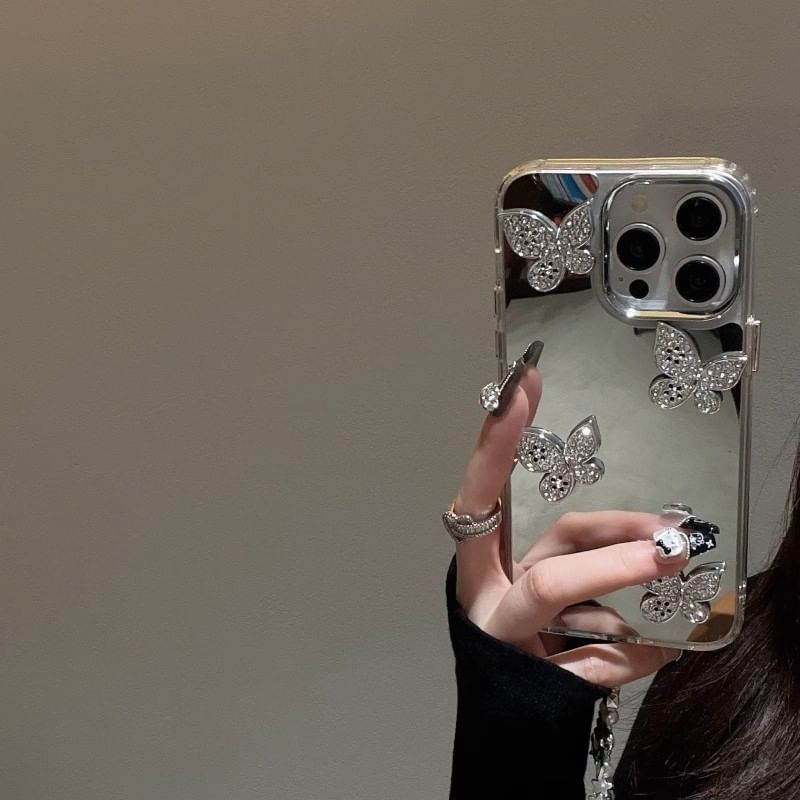 Set Adhesive Decoration Mirrored / Phone Butterfly Case Strap with