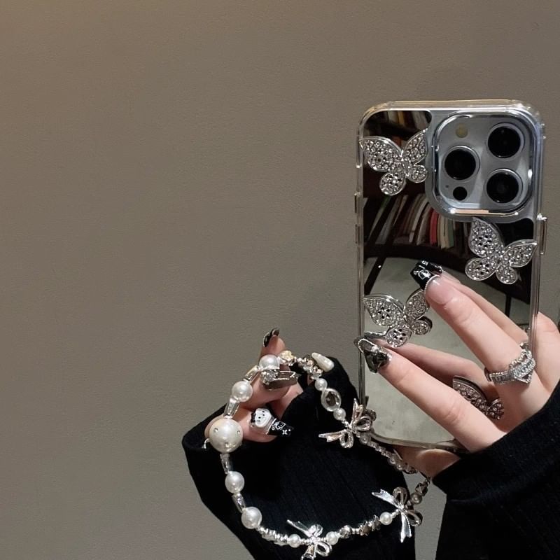 Set Adhesive Decoration Mirrored / Phone Butterfly Case Strap with