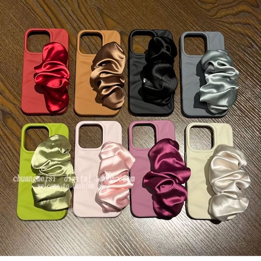Shirred Fabric Plain Case Strap Phone