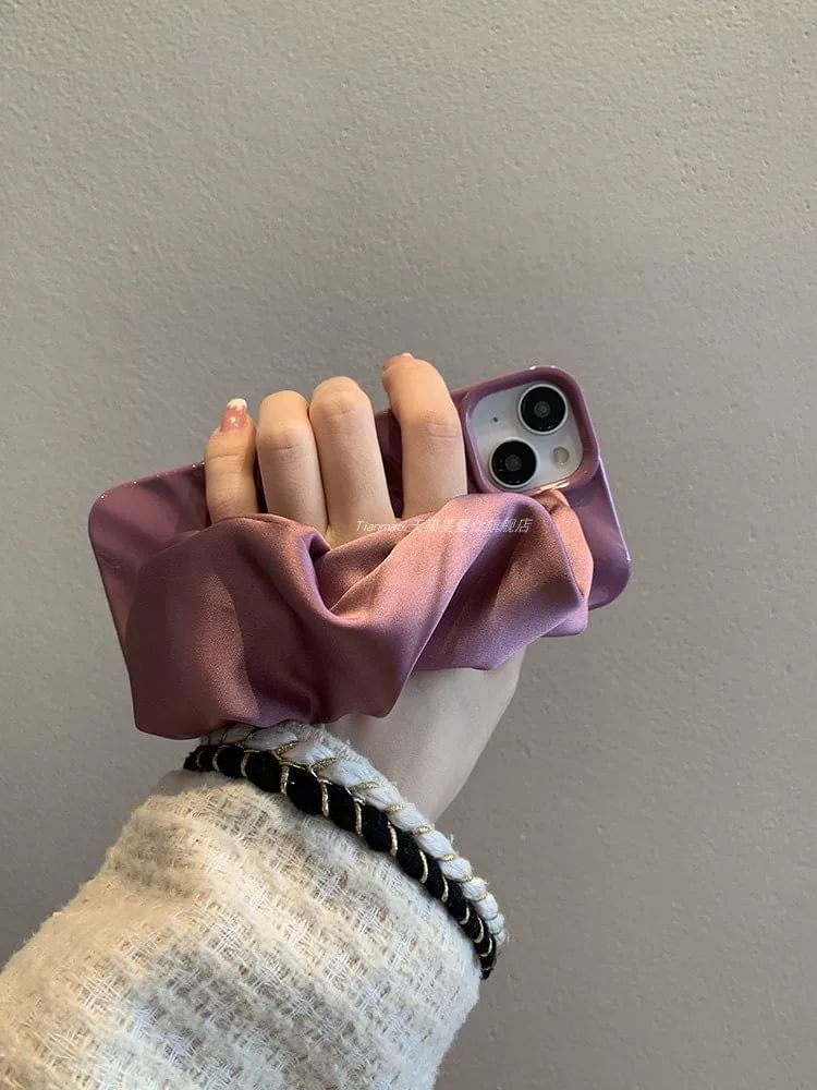 Shirred Fabric Plain Case Strap Phone