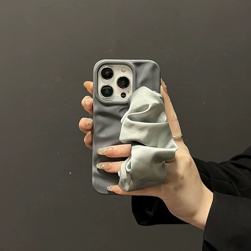 Shirred Fabric Plain Case Strap Phone