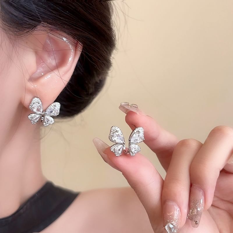 Stud Rhinestone Earring Butterfly