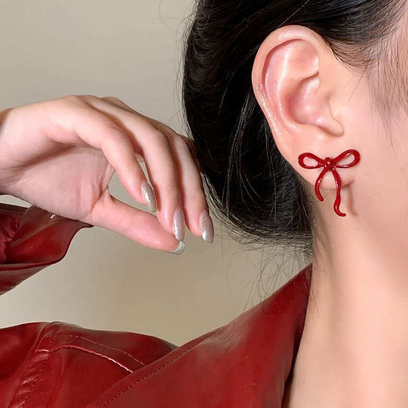 Stud Bowknot Earring Silver 925 Sterling