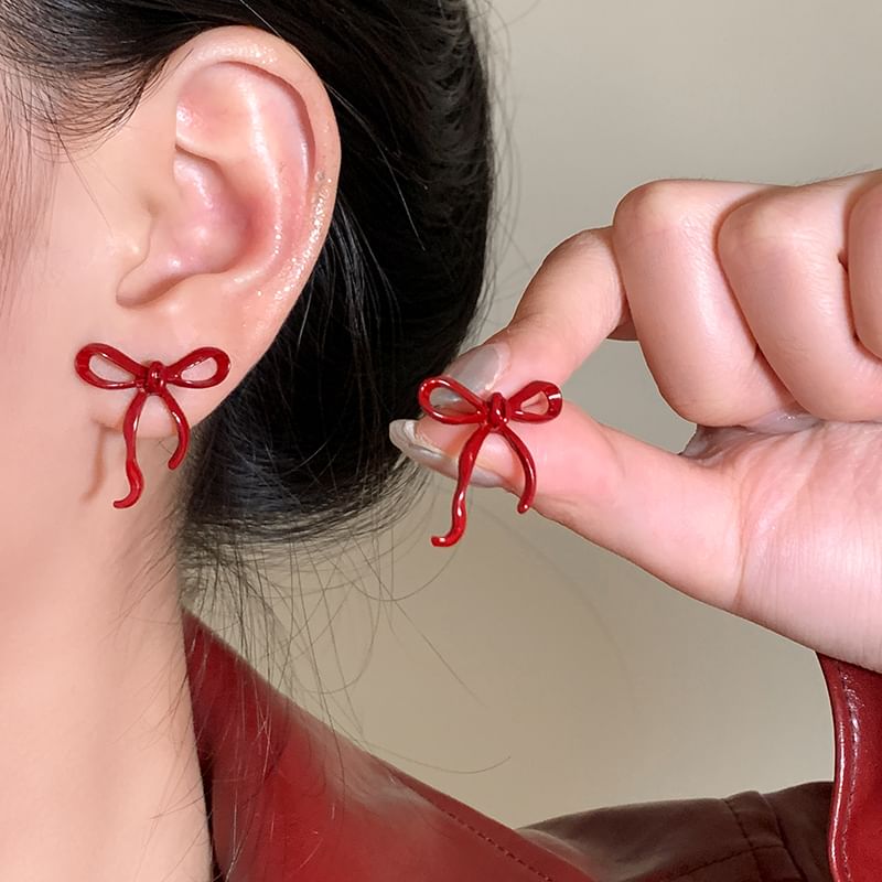 Stud Bowknot Earring Silver 925 Sterling