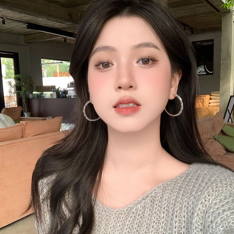 Sterling Silver 925 Earring Hoop Rhinestone