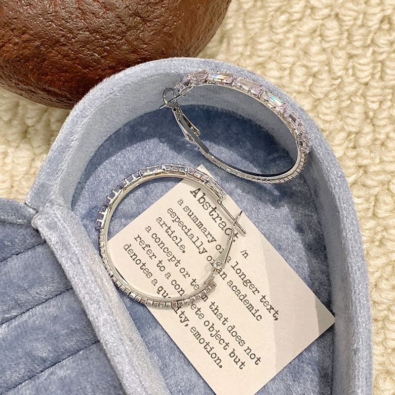 Sterling Silver 925 Earring Hoop Rhinestone