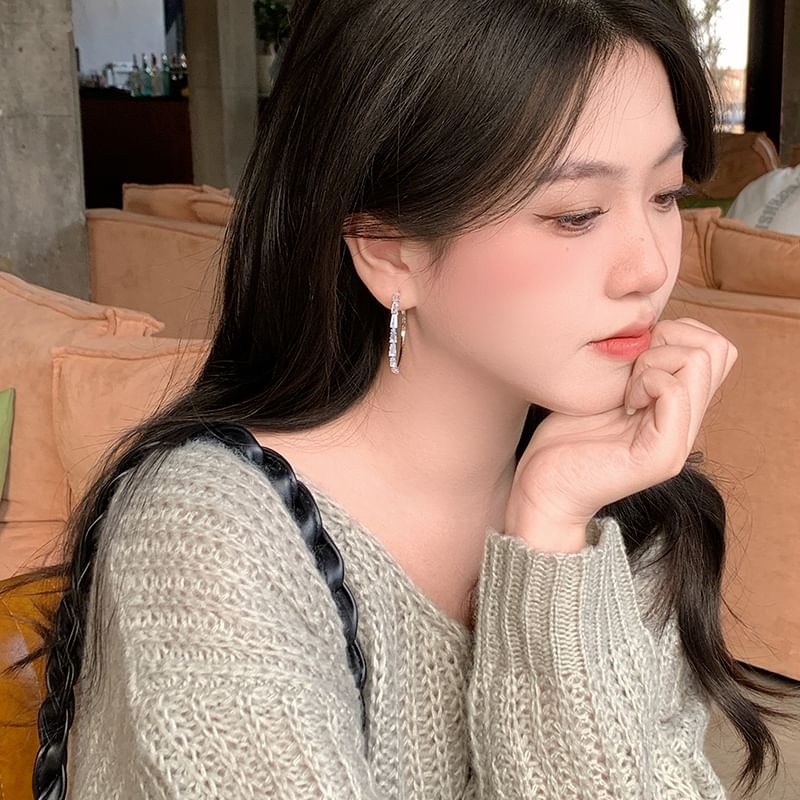 Sterling Silver 925 Earring Hoop Rhinestone