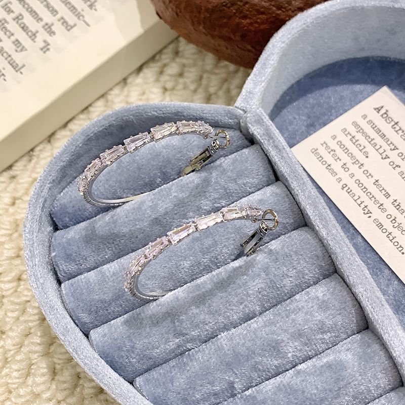 Sterling Silver 925 Earring Hoop Rhinestone