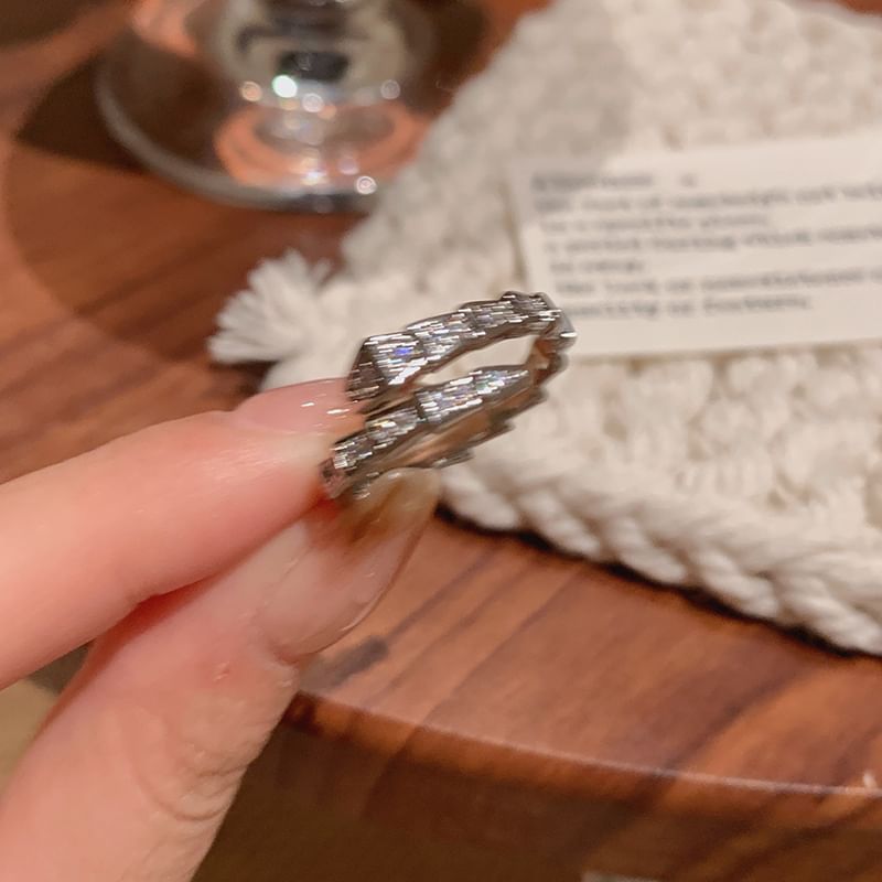 Rhinestone Open Snake Ring