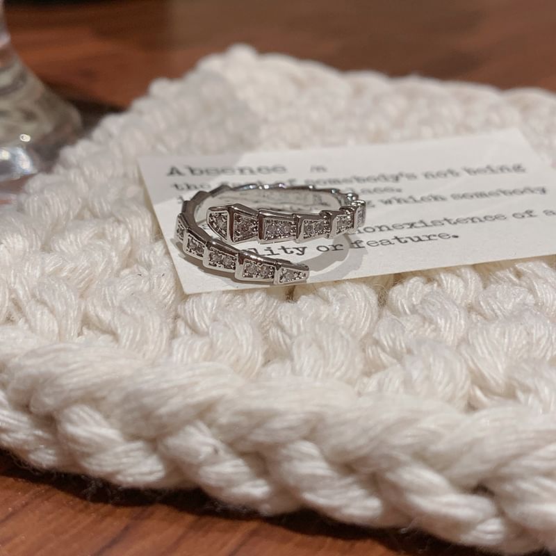 Rhinestone Open Snake Ring