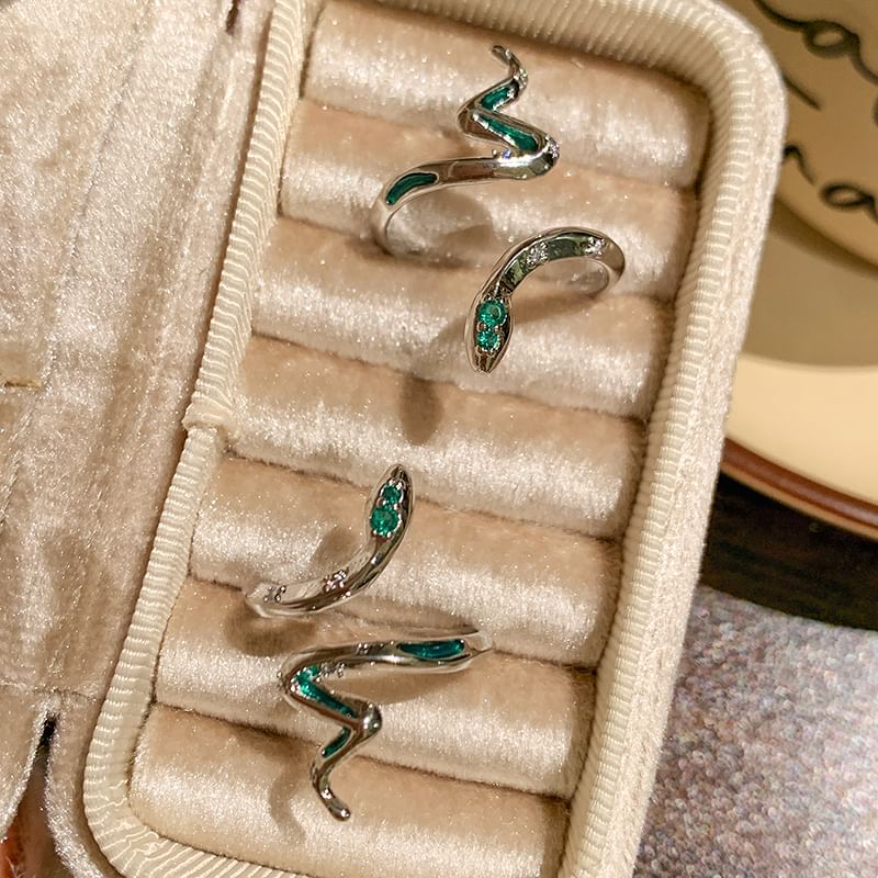Ring Rhinestone Snake Open