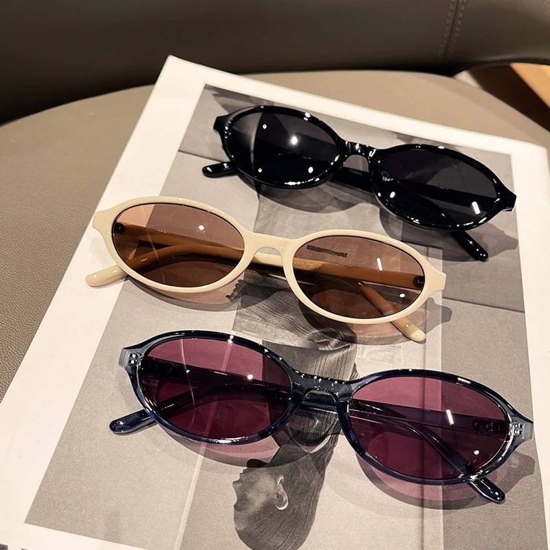 Plastic Sunglasses / Frame Case Cloth Cleaning Set Oval Pouch