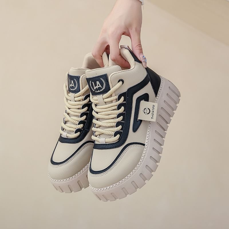 Panel Platform High Top Sneakers