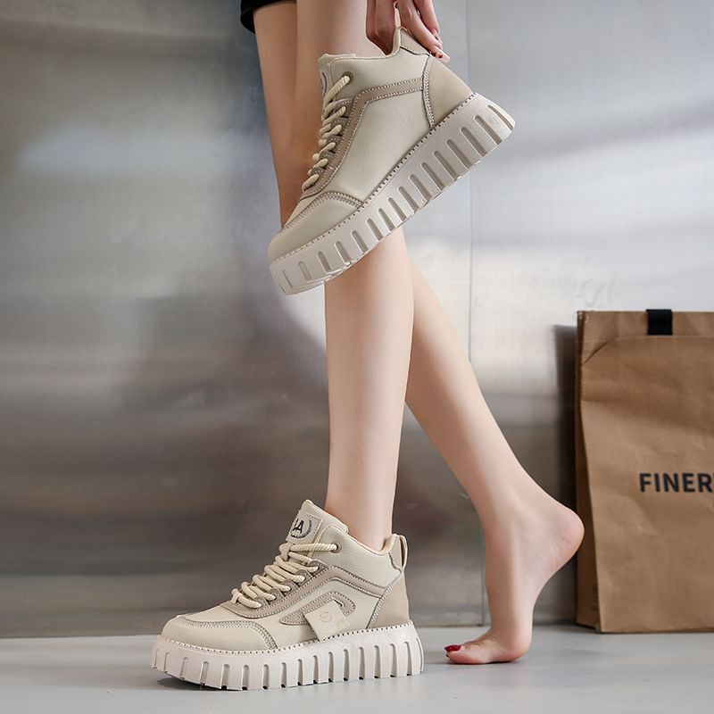 Panel Platform High Top Sneakers