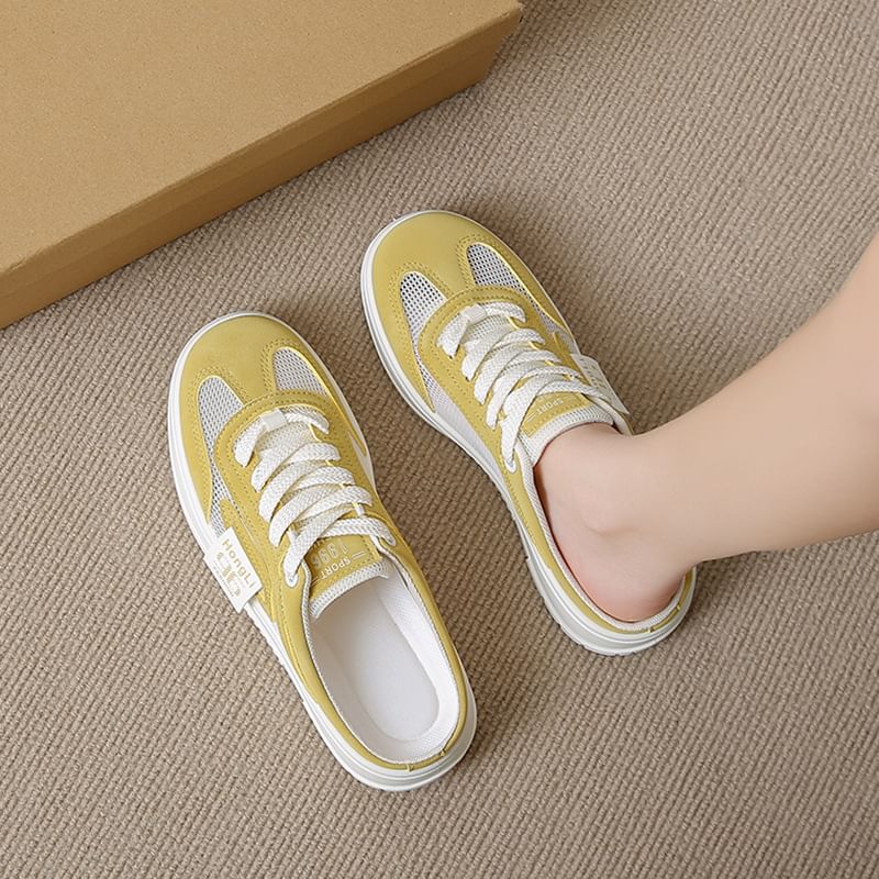Mesh Platform Sneaker Panel Mules