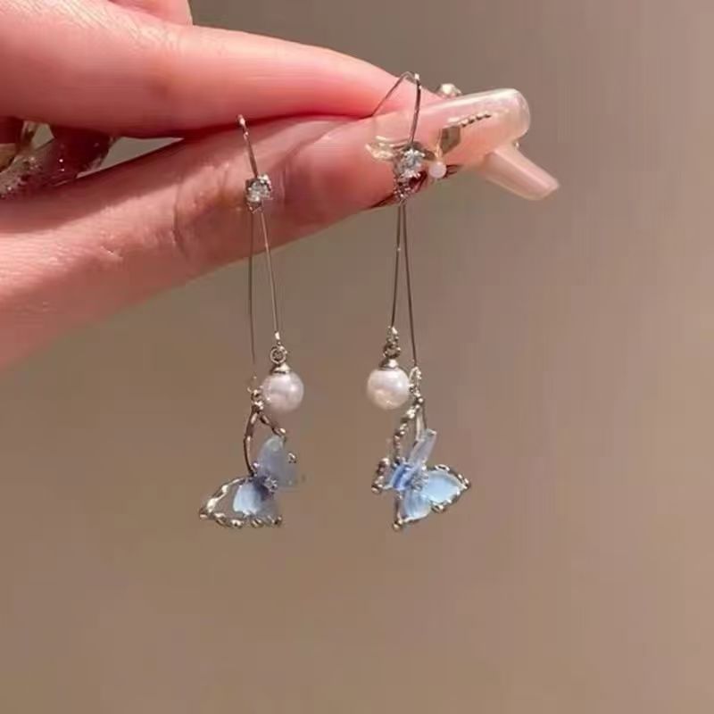Dangle Earring Alloy Faux Pearl Butterfly